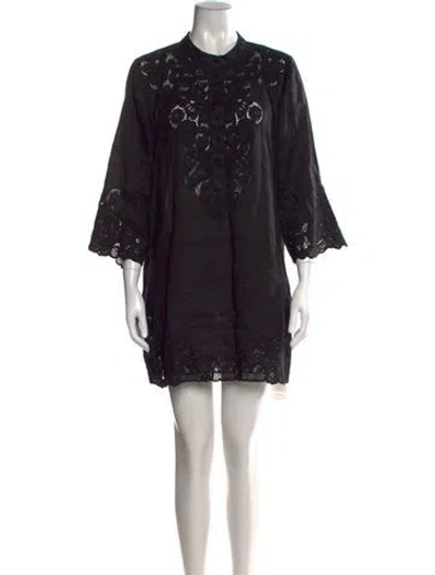 Pre-owned Doen Linen Mini Dress In Black