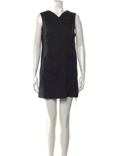 Pre-owned Doen Linen Mini Dress In Black