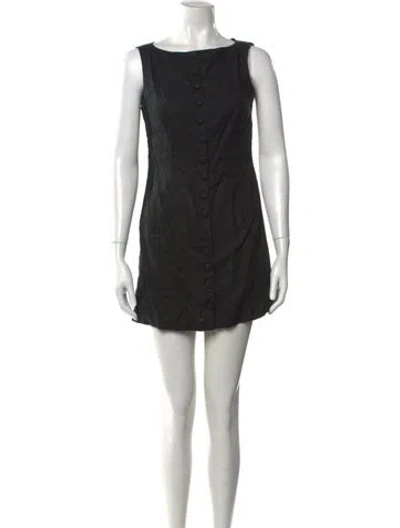 Pre-owned Doen Linen Mini Dress In Black