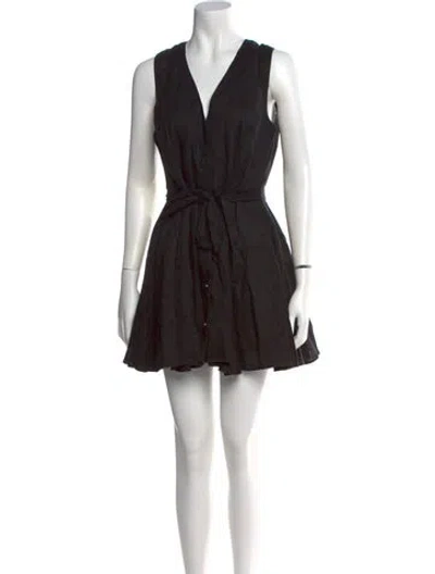 Pre-owned Doen Linen Mini Dress In Black
