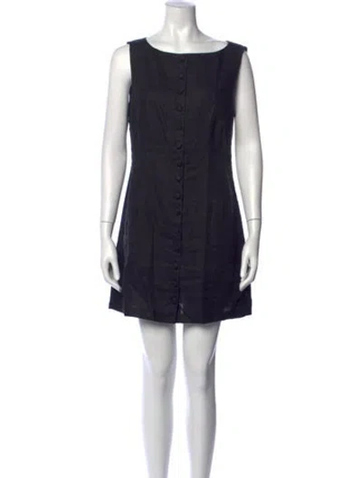 Pre-owned Doen Linen Mini Dress In Black