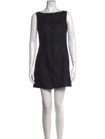 Pre-owned Doen Linen Mini Dress In Black