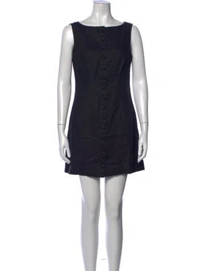 Pre-owned Doen Linen Mini Dress In Black