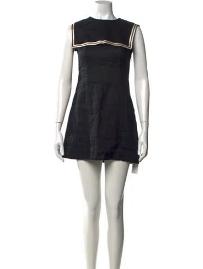 Pre-owned Doen Linen Mini Dress In Black