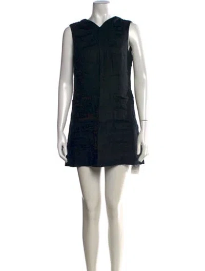 Pre-owned Doen Linen Mini Dress In Black