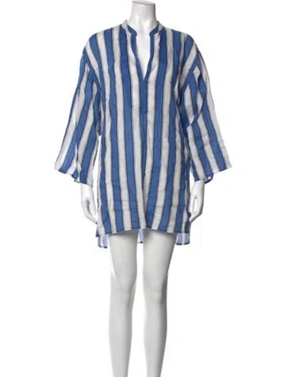 Pre-owned Doen Linen Mini Dress In Blue