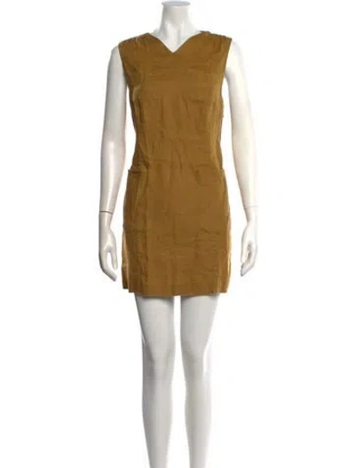 Pre-owned Doen Linen Mini Dress In Green