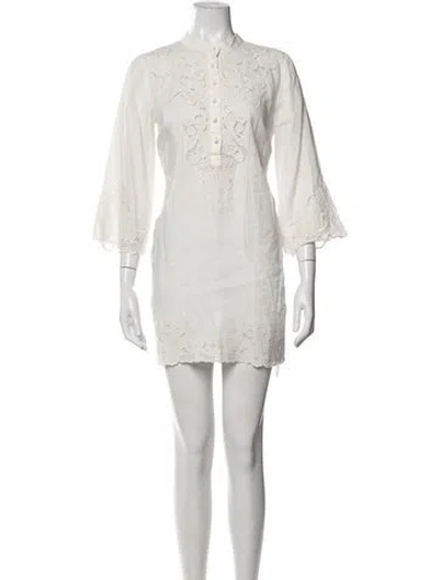 Pre-owned Doen Linen Mini Dress In Neutrals/white