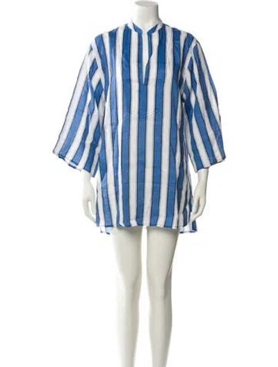 Pre-owned Doen Linen Mini Dress W/ Tags In Blue