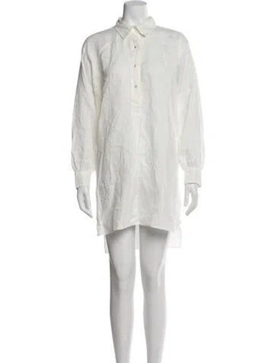 Pre-owned Doen Linen Mini Dress In White