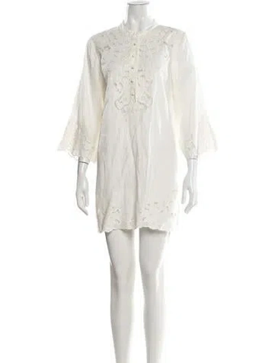 Pre-owned Doen Linen Mini Dress In White