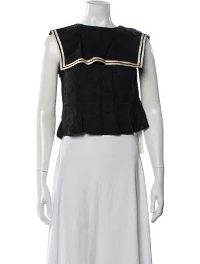 Pre-owned Doen Linen Sleeveless Blouse In Black