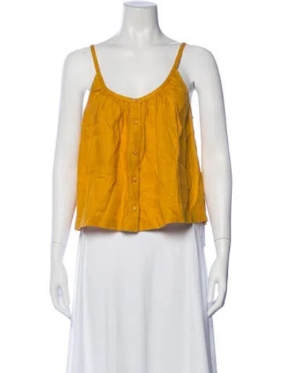 Pre-owned Doen Linen Square Neckline Blouse In Multi