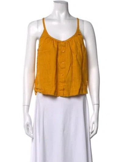 Pre-owned Doen Linen V-neck Blouse In Neutrals