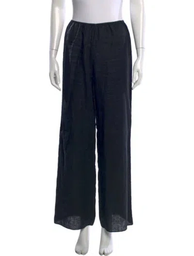Pre-owned Doen Linen Wide Leg Pants In Black