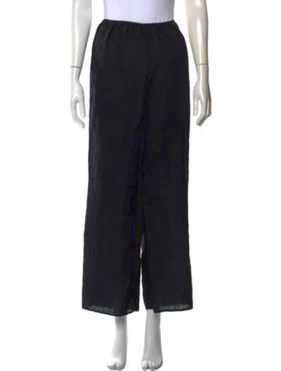 Pre-owned Doen Linen Wide Leg Pants In Black