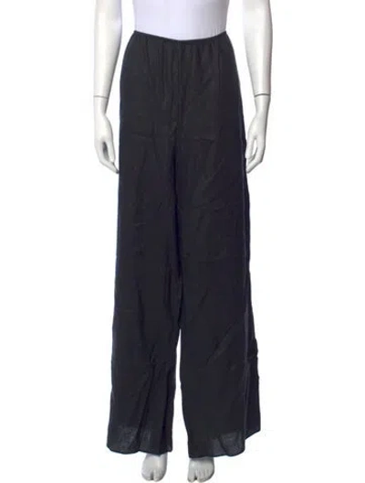 Pre-owned Doen Linen Wide Leg Pants In Black