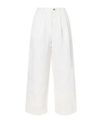 Doen Lisa Pleated Wide-leg Trousers In White