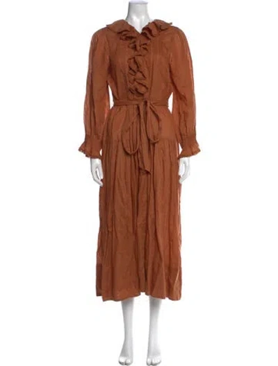 Pre-owned Doen Long Dress In Brown
