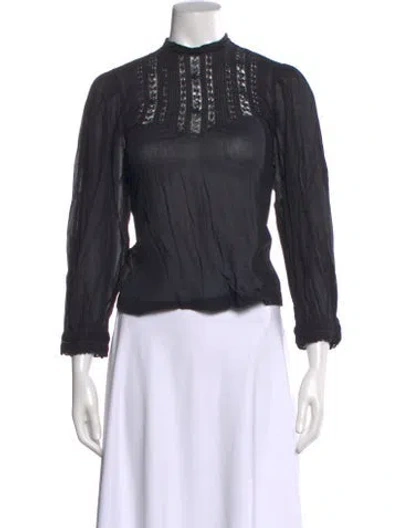 Pre-owned Doen Long Sleeve Blouse In Black