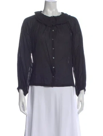 Pre-owned Doen Long Sleeve Blouse In Black