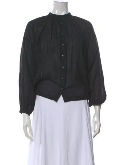 Pre-owned Doen Long Sleeve Blouse In Black