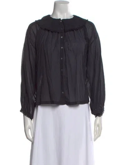 Pre-owned Doen Long Sleeve Blouse In Black