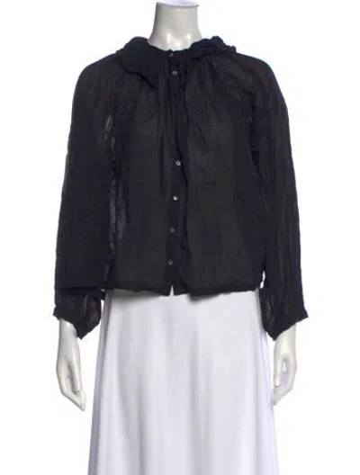 Pre-owned Doen Long Sleeve Blouse In Black