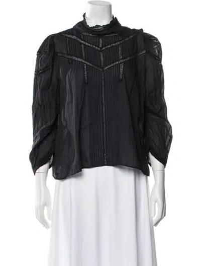 Pre-owned Doen Long Sleeve Blouse In Black