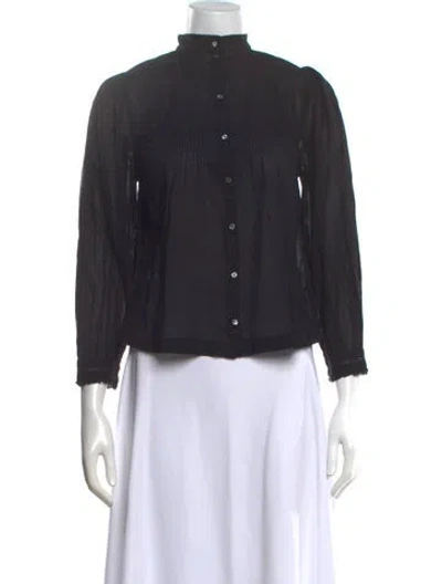 Pre-owned Doen Long Sleeve Blouse In Black