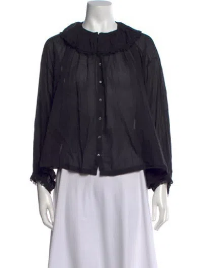 Pre-owned Doen Long Sleeve Blouse In Black