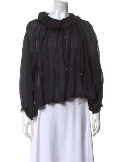 Pre-owned Doen Long Sleeve Blouse In Black