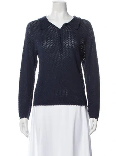 Pre-owned Doen Long Sleeve Blouse In Blue