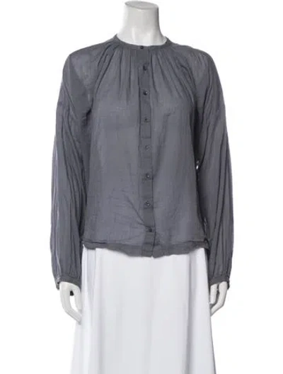 Pre-owned Doen Long Sleeve Blouse In Blue