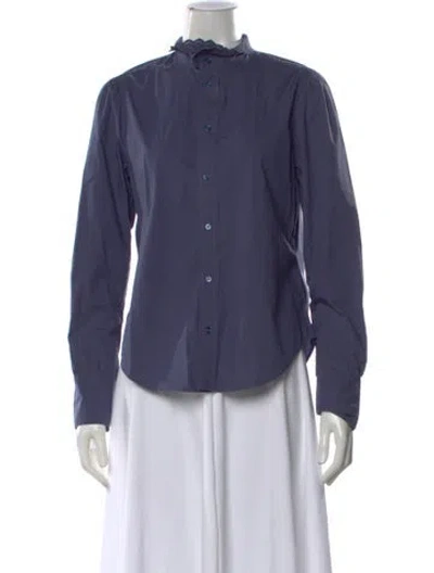 Pre-owned Doen Long Sleeve Blouse In Blue
