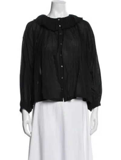 Pre-owned Doen Long Sleeve Blouse In Blue