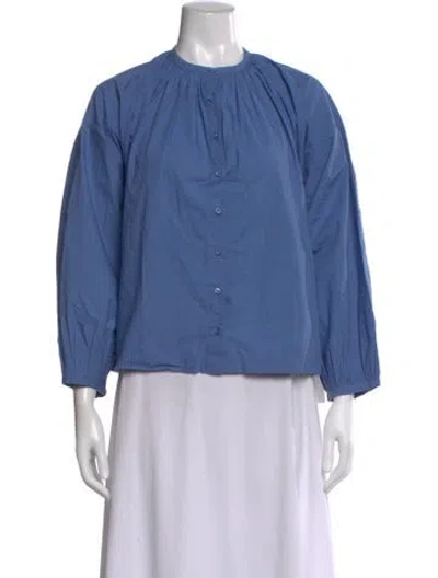 Pre-owned Doen Long Sleeve Blouse In Blue