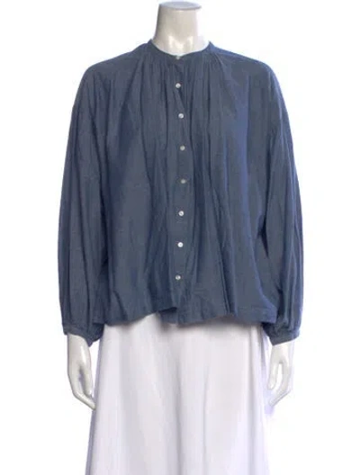 Pre-owned Doen Long Sleeve Blouse In Blue
