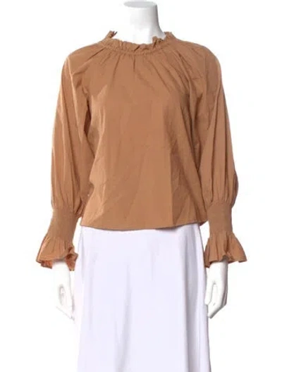Pre-owned Doen Long Sleeve Blouse In Brown