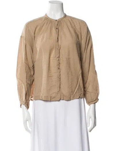 Pre-owned Doen Long Sleeve Blouse In Brown
