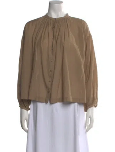 Pre-owned Doen Long Sleeve Blouse In Brown