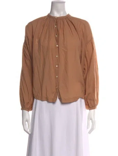 Pre-owned Doen Long Sleeve Blouse In Brown