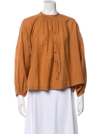 Pre-owned Doen Long Sleeve Blouse In Brown