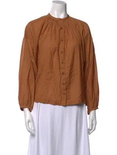 Pre-owned Doen Long Sleeve Blouse In Brown