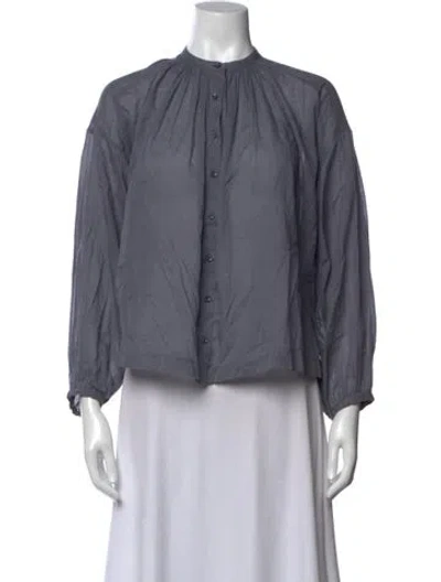 Pre-owned Doen Long Sleeve Blouse In Gray