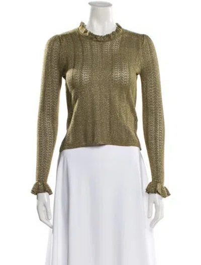 Pre-owned Doen Long Sleeve Blouse In Green