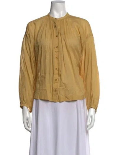 Pre-owned Doen Long Sleeve Blouse In Green
