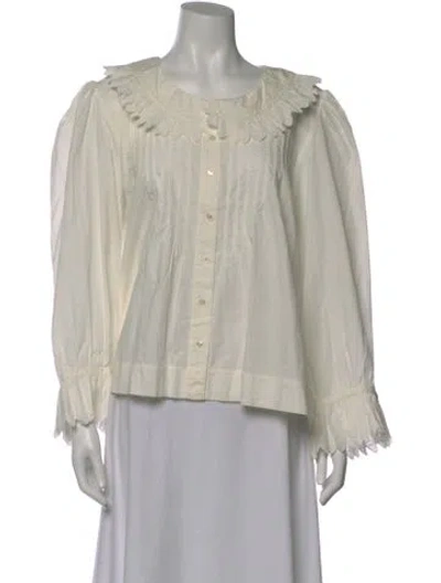 Pre-owned Doen Long Sleeve Blouse In Neutral