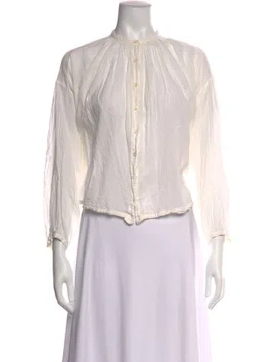 Pre-owned Doen Long Sleeve Blouse In Neutral