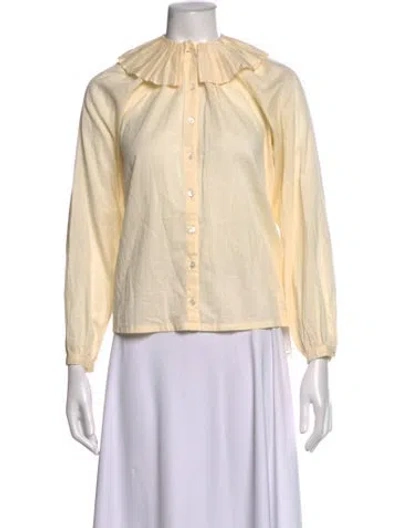 Pre-owned Doen Long Sleeve Blouse In Neutrals